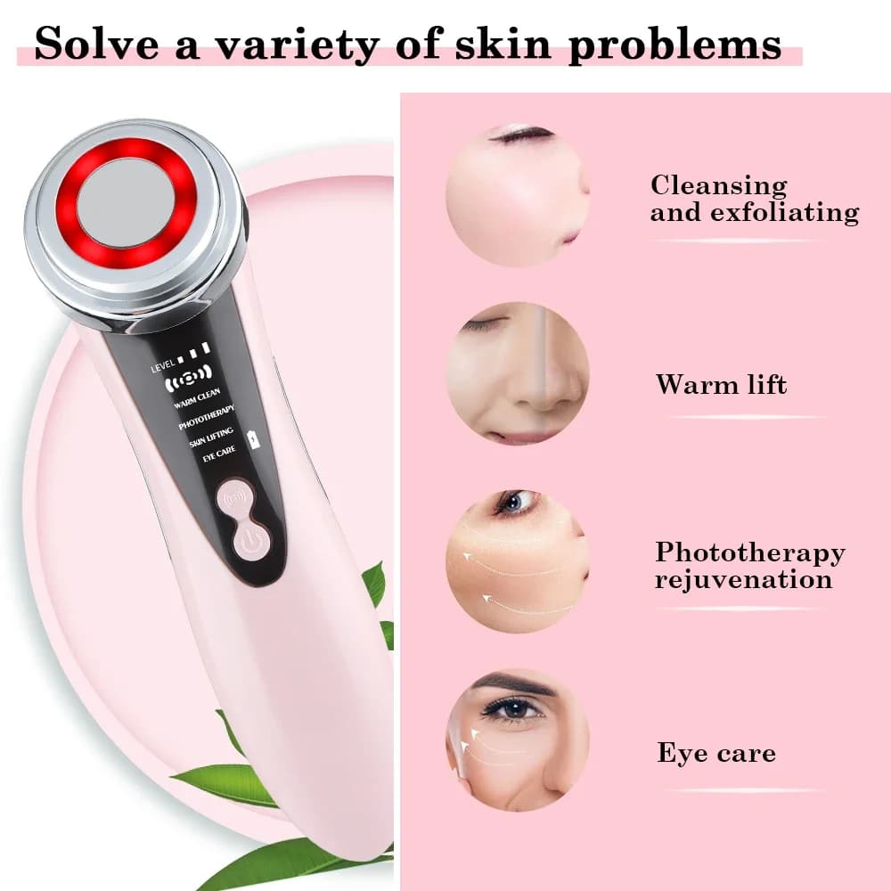 Electric 5 In 1 Facial Massage Device Color Clean Face Beauty Machine Warm Cleansing Anti-wrinkle Skin Care Tool Facial Massager