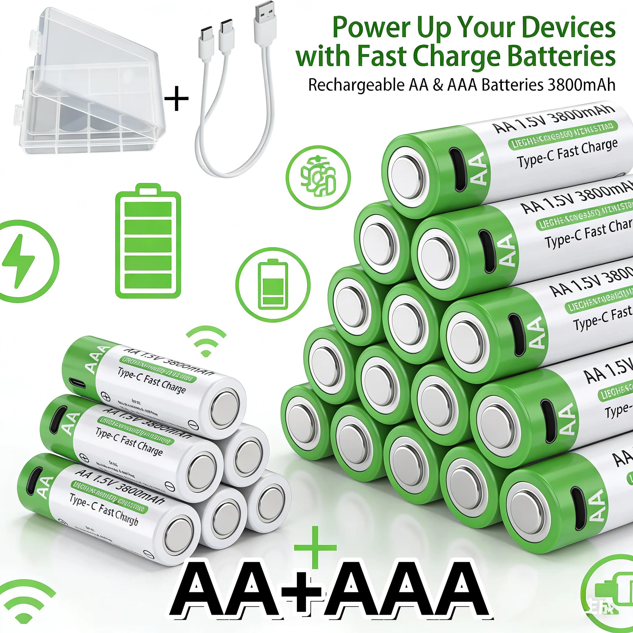 2025NEW Lithium-Ion Battery Type-C Rechargeable High-Capacity Battery AA&AAA Battery For remote control, mouse, electric toys