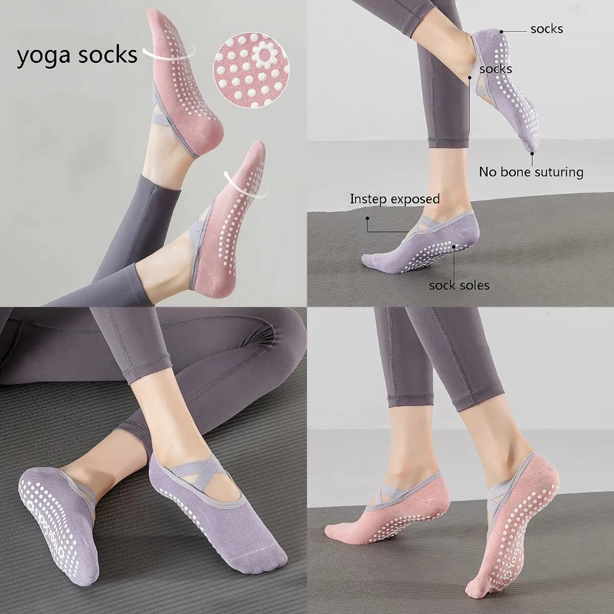 Yoga Socks for Women Nylon Pure Cotton Non slip Section Bandage Sports Ballet Dance Sock Moisture Absorption Perspiration