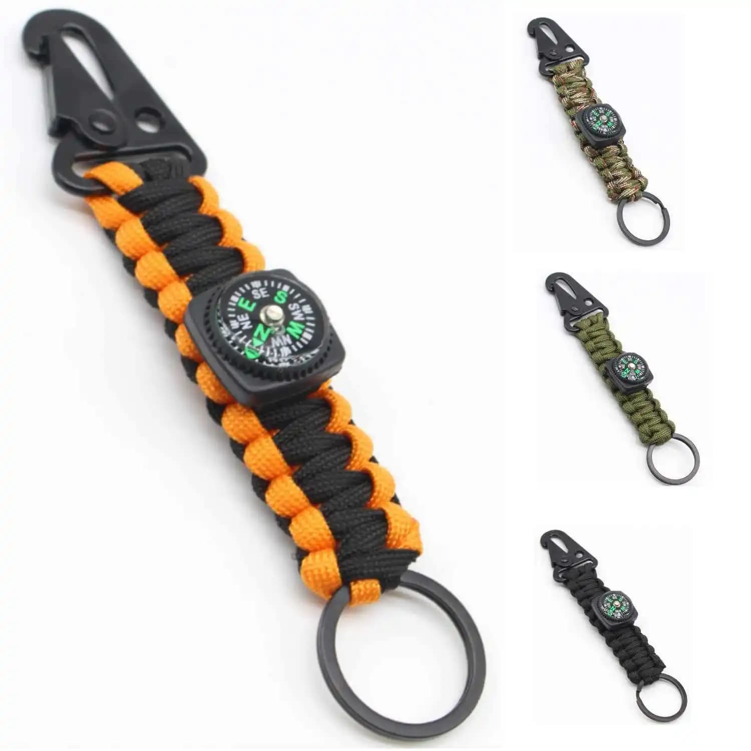 Outdoor Survival Paracord Keychain with Compass,Emergency Utility Tool,Tactical Gear for Hiking Camping,Cool Unique Gift for Men
