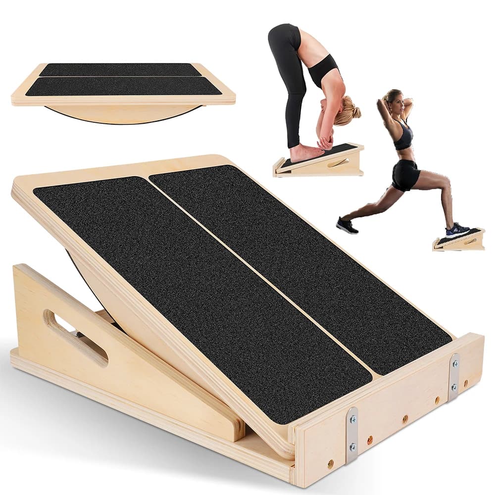 Foldable Wooden Sloping Board, Adjustable Calf And Ankle Stretcher, Home Stretching, Fitness Equipment For Training And Balance