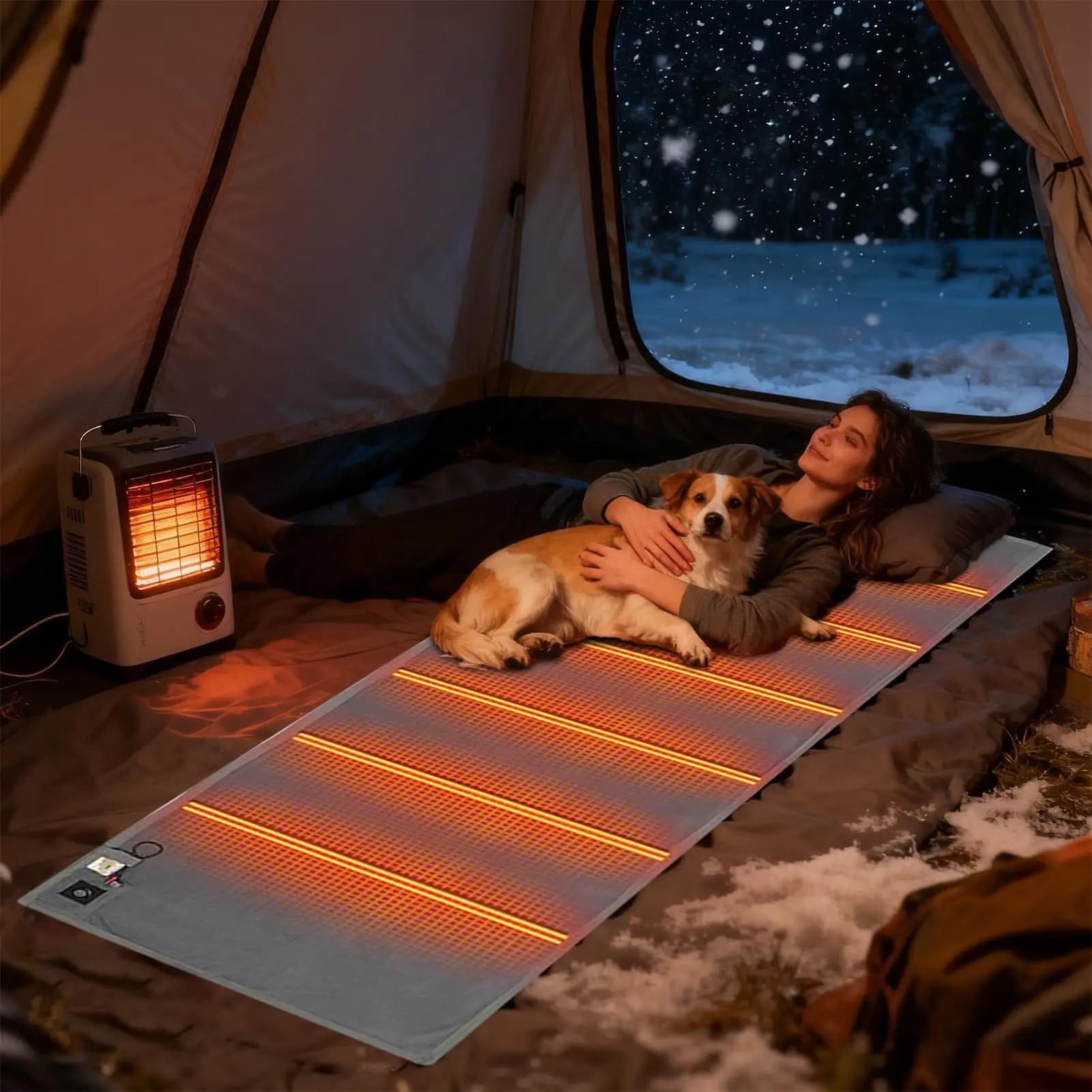 USB Heated Sleeping Bag Liner, Adjustable Electric Warming Blanket for Camping, Hiking, Men Women Outdoor Survival Gear