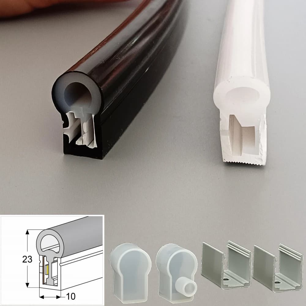 White/Black Led Neon Silica Gel Soft Cover Tube T1023 IP67 Waterproof Flexible For 10mm LED Strip Light WS2812B WS2811 5050 RGB