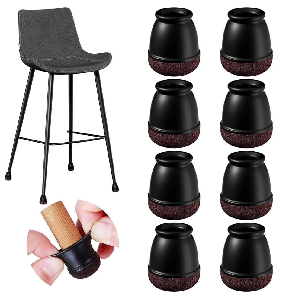 8PCS Round Chair Leg Floor Protectors Foot Cover Diagonal Silicone Furniture Black Table Feet for Hardwood Table Protect Floor