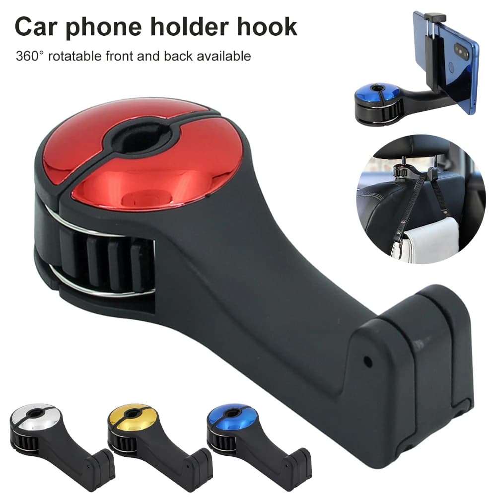 2 In 1 Car Gadget Car Back Seat Hanger Hook Organizer Car Headrest Hook With Phone Holder For Handbag Car 2 Interior Accessories