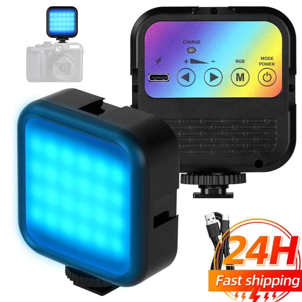 FANGTUOSI RGB Video Light Mini LED Camera Light Rechargable LED Panel Lamp Photo Video Fill Lighting for Youtube Tik Tok