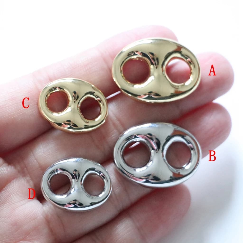4Pcs /Lot Fashion Simple Gold Silver Smooth Pig Nose 18K Gold Plated Minimalist DIY Jewelry Finding for Necklace Bracelet
