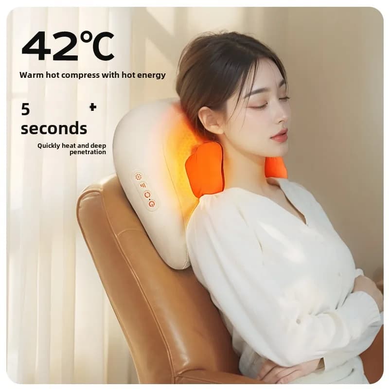 JAIYORL Trapezius Electric Massage Pillow Wireless Car And Home Massager Heating Waist Neck Leg Cervical Shiatsu Kneading