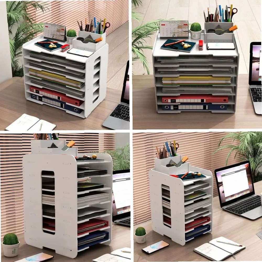 New Multi-Layer Desktop File Rack, A4 Document Holder & Folder Organizer, Simple Storage Shelf for Home Office Organization