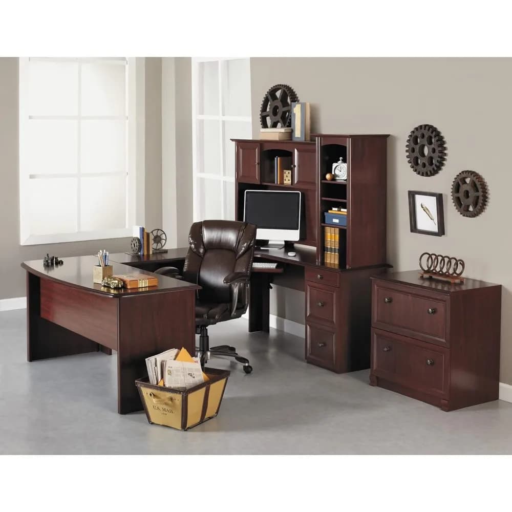 ® Broadstreet 65" W U-Shaped Executive Corner Desk, Cherry