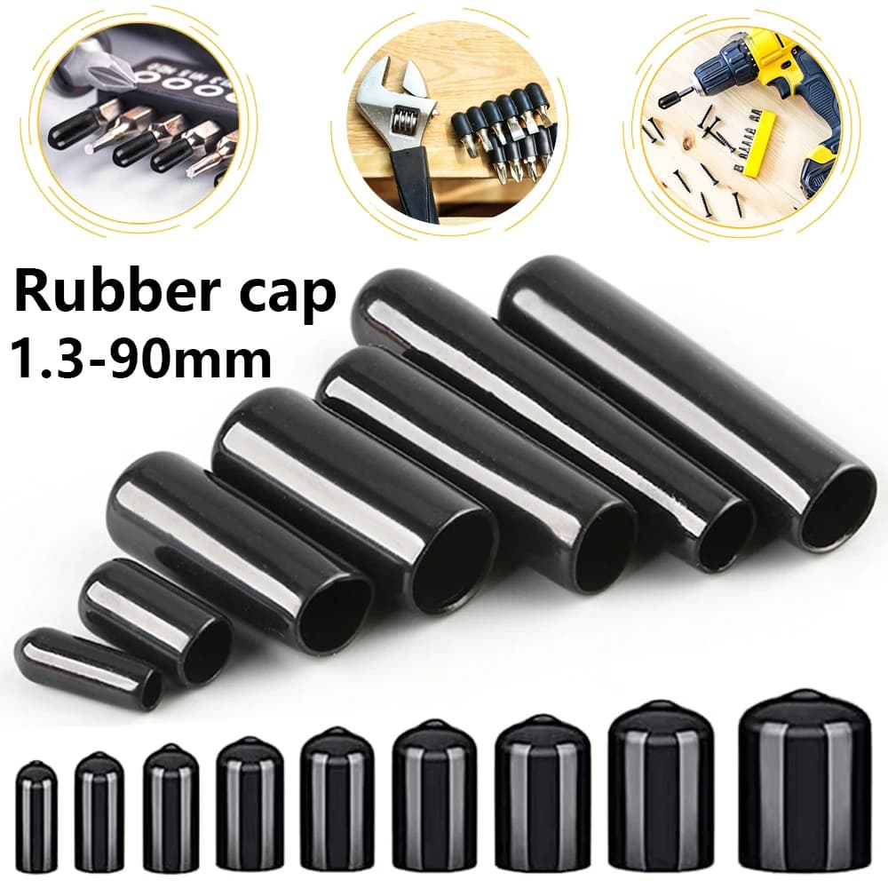 Black Red PVC Rubber End Cap Screw End Cap Plastic Tube Hub Thread Protector Push In Cap Rubber Sleeve Silicone Threaded Cover