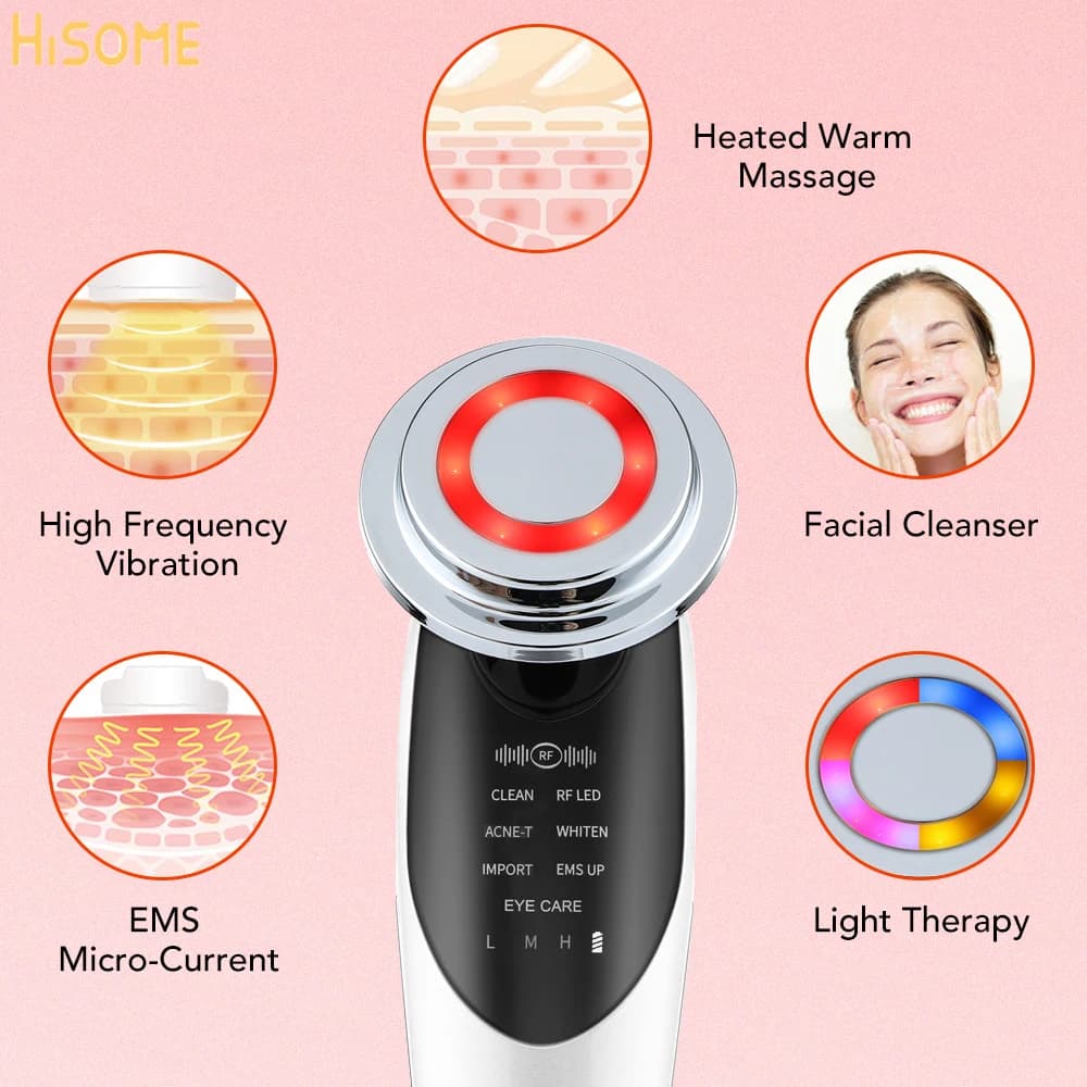 7 in 1 RF EMS Facial Massager Skin Care Tools Face Lift Multifunction Firm Device Skin Rejuvenation Wrinkle Removal Face Beauty
