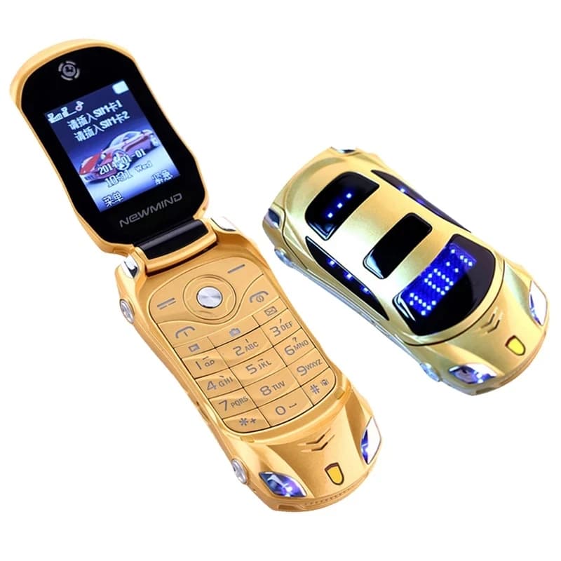 Original Newmind F15 Unlocked Flip Mobile Phone 2G GSM Dual Sim Mini Sport Car Model Cell Phone With Camera Flashlight Telephone
