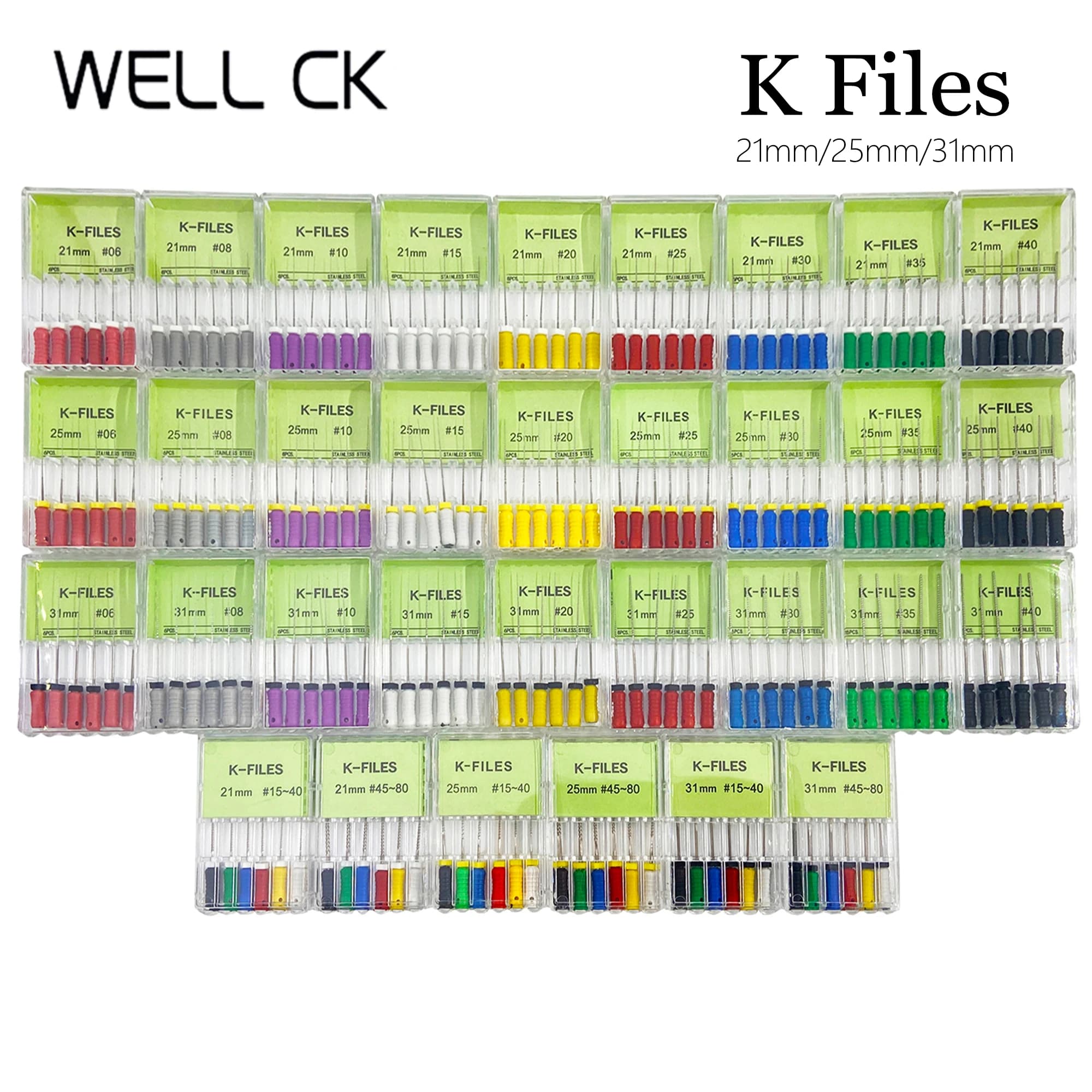 Dental Tools Root Cannal Endo K File 21mm 25mm 31mm Stainless Steel Endodontic Instruments Dentist Dentistry Odontologia