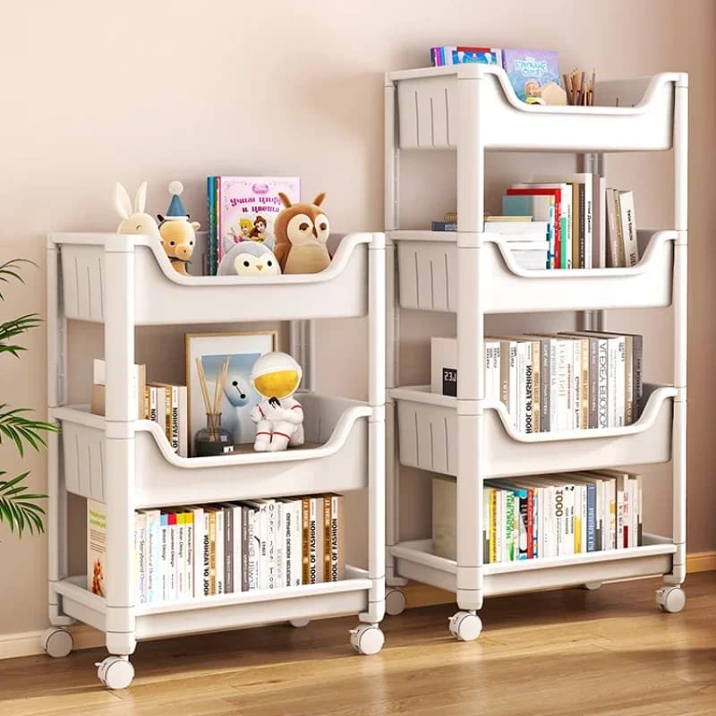 Floor-to-Ceiling Home Shelves Simple Desk Organizer Multi-Layer Toy Storage Trolley Playroom Rack for Home Organization