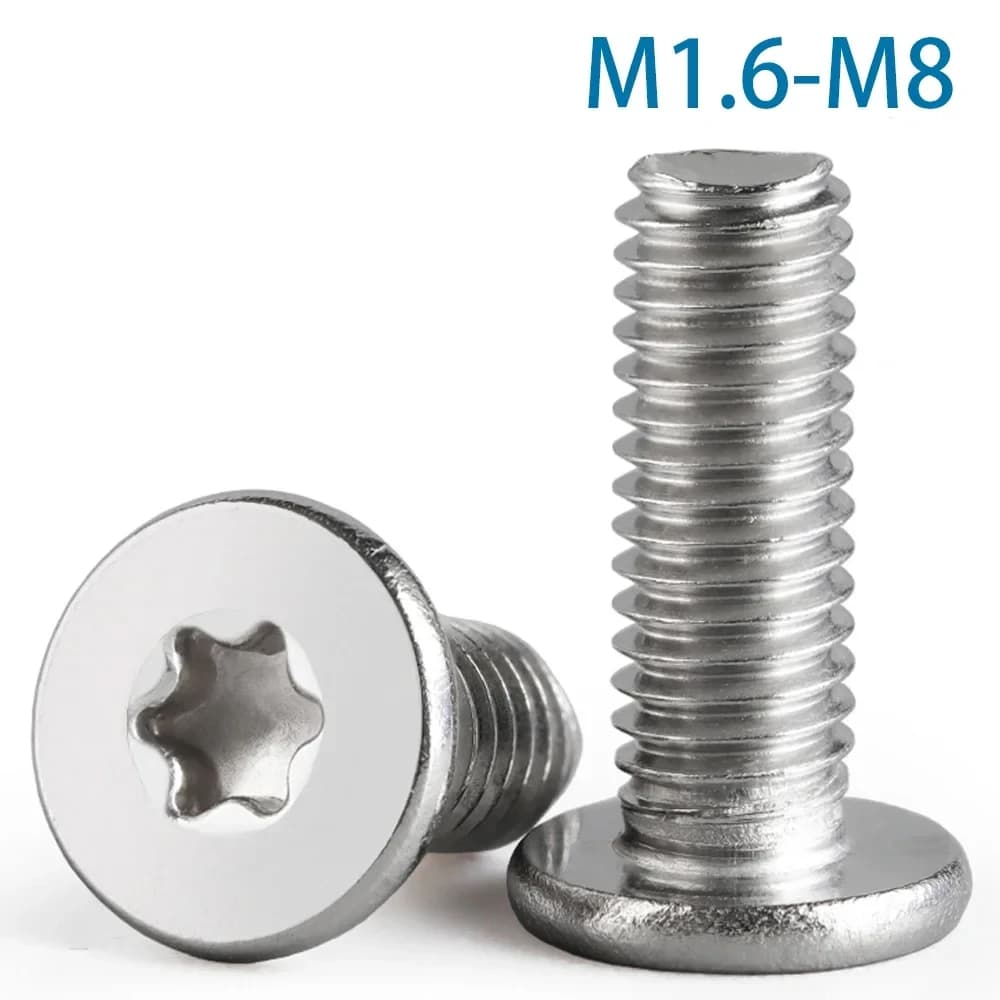 10pcs M1.6 M2 M2.5 M3 M4 M5 M6 M8 304 Stainless Steel CM Six-lobe Ultra Torx Super Low Thin Digital Flat Screw Wafer Head Bolt