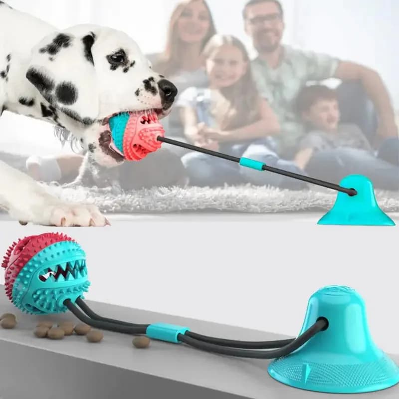 Interactive Dog Chew Toys for Aggressive Chewers Suction Cup Toy with Rope Teething Chew and Treat Dispensing Ball Puzzle Feeder