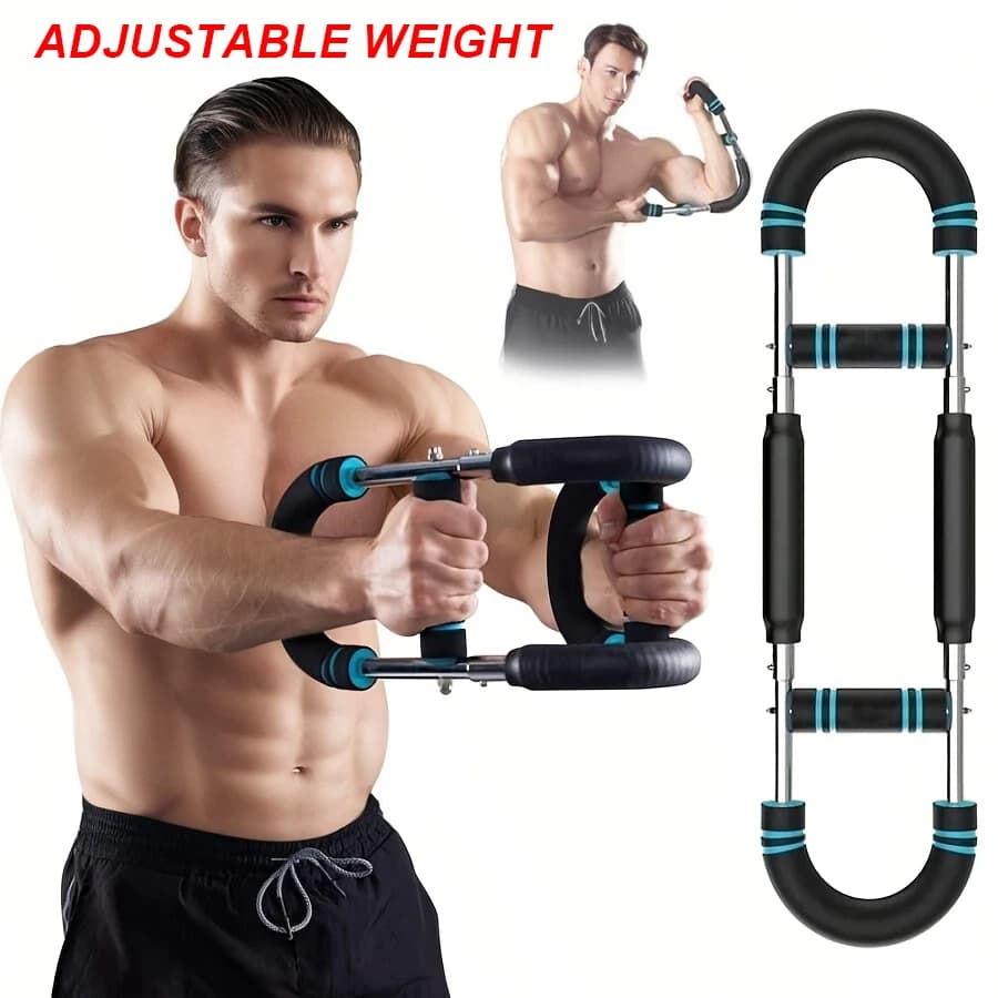 Adjustable Resistance Stainless Steel Chest & Arm Trainer, Detachable Home Gym Equipment for Upper Body Fitness
