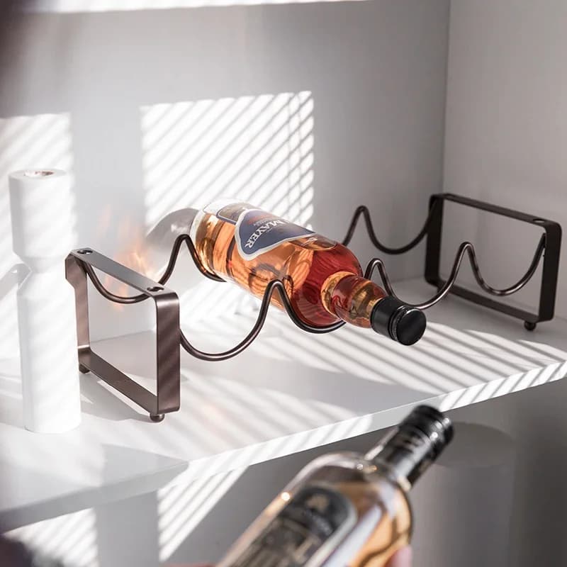 Iron Red Simple Wine Rack - Home Bar Display Shelf Wine Bottle Storage Organizer Stand for Kitchen Cabinet Organization