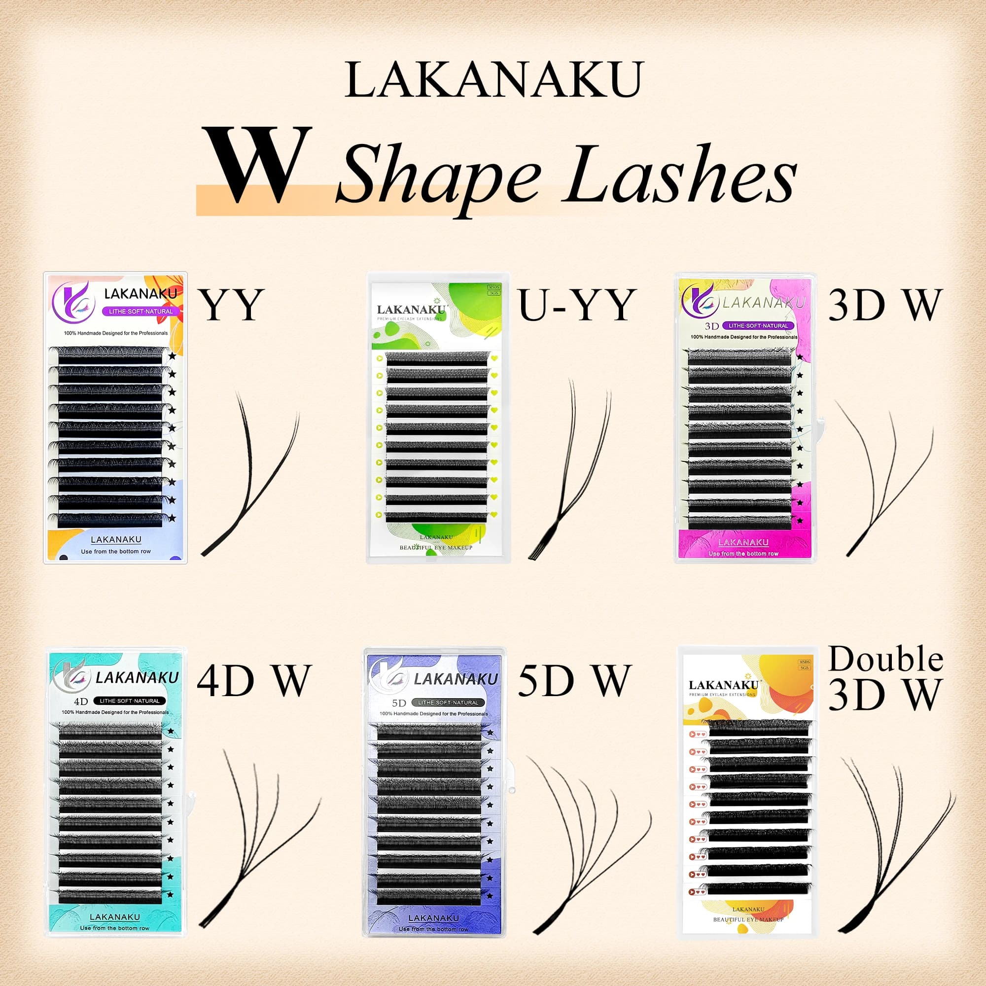 LAKANAKU YY/3D/4D/5D/6D/7D W Clover Eyelashes Extension Cilios Extensiones De Pestañas Premade Fans Eyelash Extensions Volume