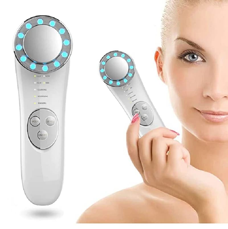 LED Facial Beauty Device EMS RF Skin Care Tool with Red Blue Light Cleansing Lifting Massager Anti Aging Firming Machine