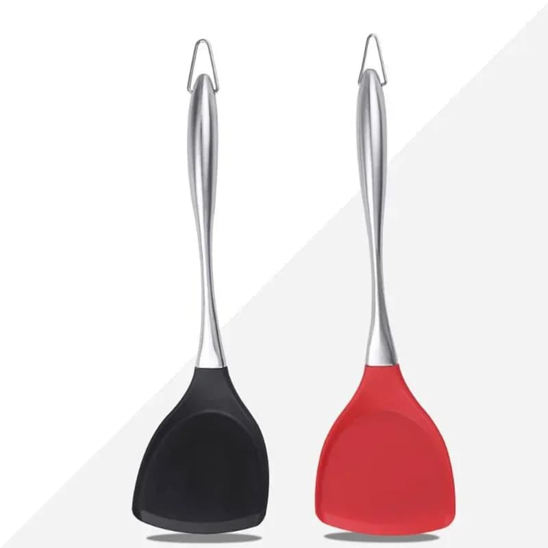 Silicone Turners Gadgets Kitchen Tools Egg Fish Frying Pan Scoop Fried Shovel Spatula Stainless Steel Non-Stick Cooking Utensils