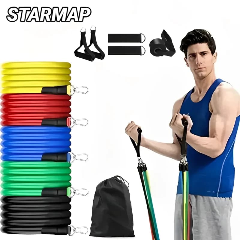 11pcs/Set Pull Rope Resistance Bands Portable Fitness Equipment Ankle Strap Chest Expander Elastic Exercise Band