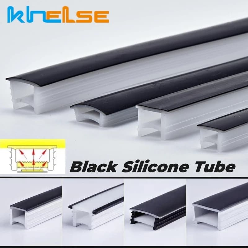 Frameless LED Neon Rope Tube Black Recessed Silicone Diffuser Channel For WS2811 WS2812B RGB Flexible Ribbon Outdoor Strip Light