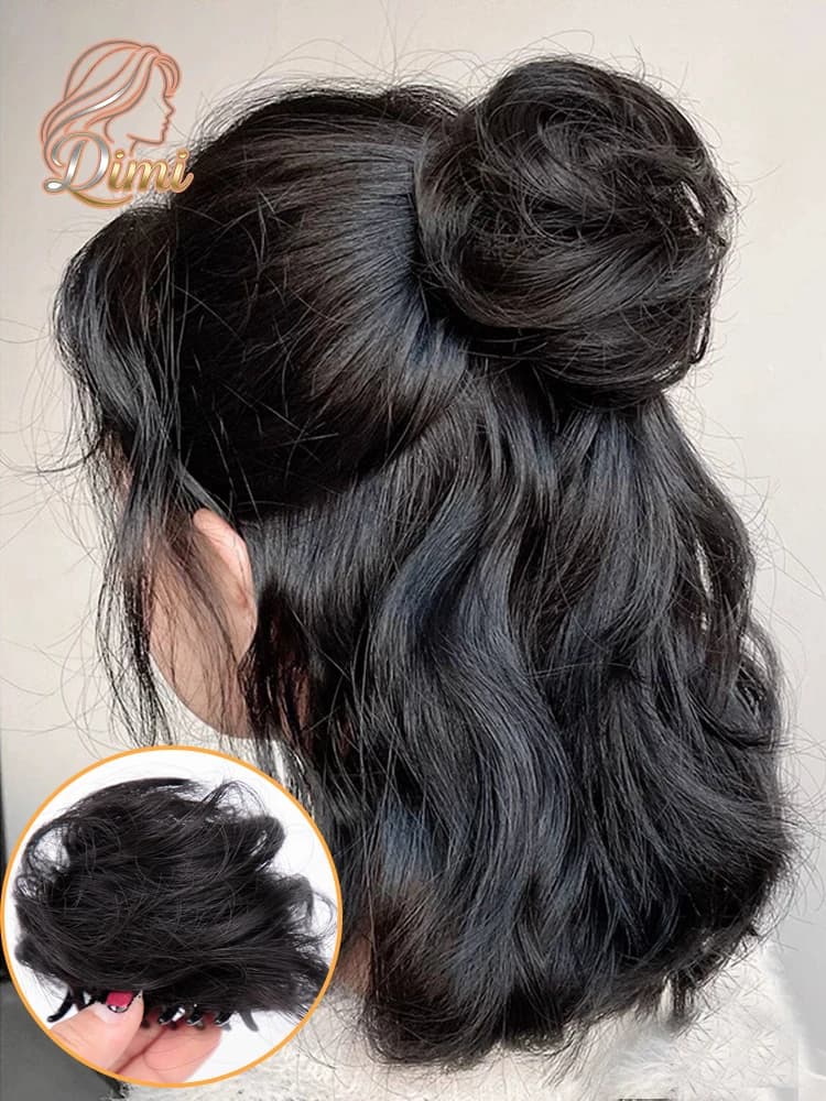 Synthetic Messy Dount Hair Buns Updo Chignon With Claw Clip for Women Daily Lazy Hair Buns Ponytail Hairpiece