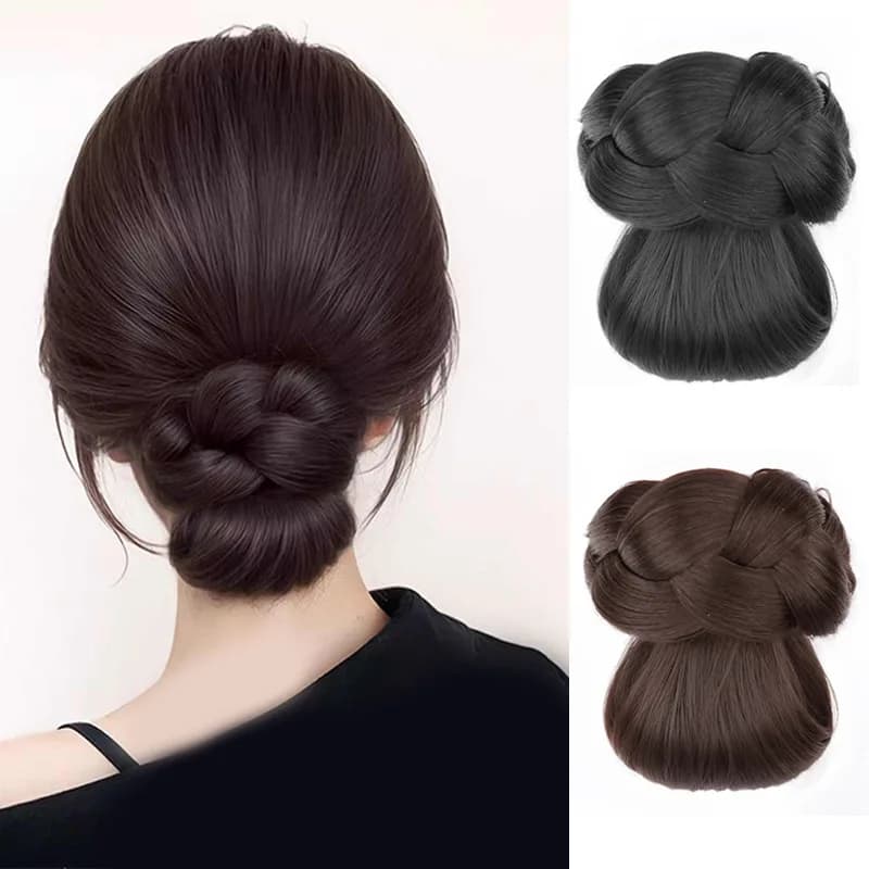 Synthetic Hair Accessories Bun Hairstyle Braided with Claw Clip Updo Hair Extensions For Women Hairpiece