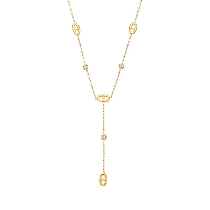 French-Style Minimalist White Diamond Pig-Nose Titanium Steel High-End Collar Chain Set Versatile Exquisite Simple Design