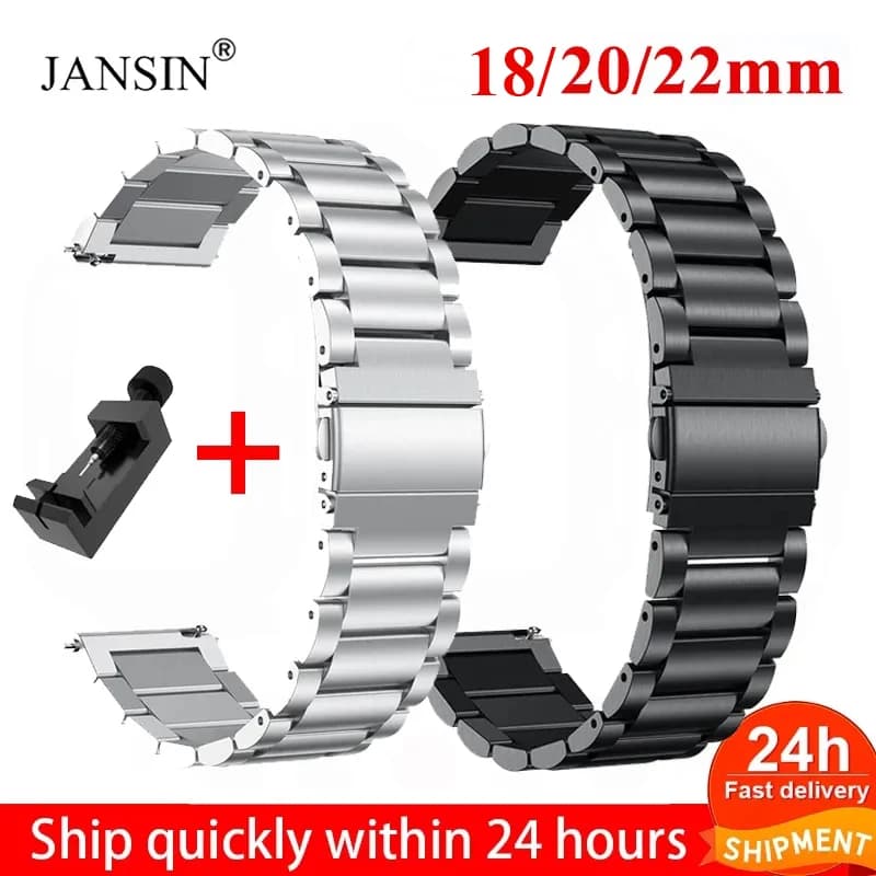 18mm 22mm 20mm Watch Band For Samsung Galaxy Watch 7/6/5/4/3 S3 Active2 Huawei Watch GT 6 Pro GT5 GT4 GT3 2 Stainless Steel Band
