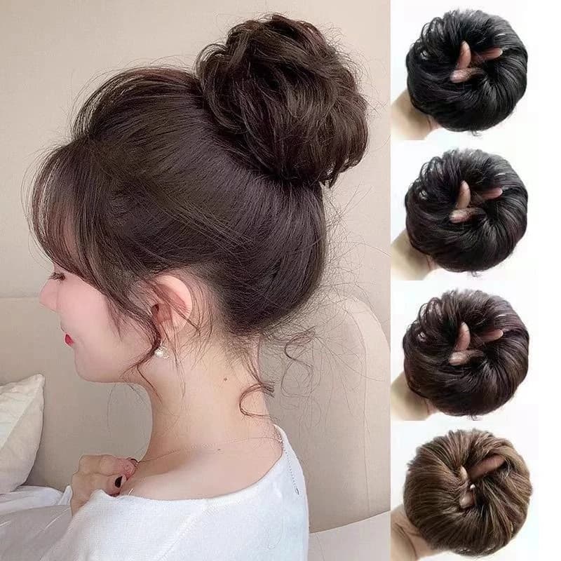 Synthetic Hair Bun Extensions Messy Curly Elastic Hairpieces Synthetic Chignon Donut Updo Hair For  Women