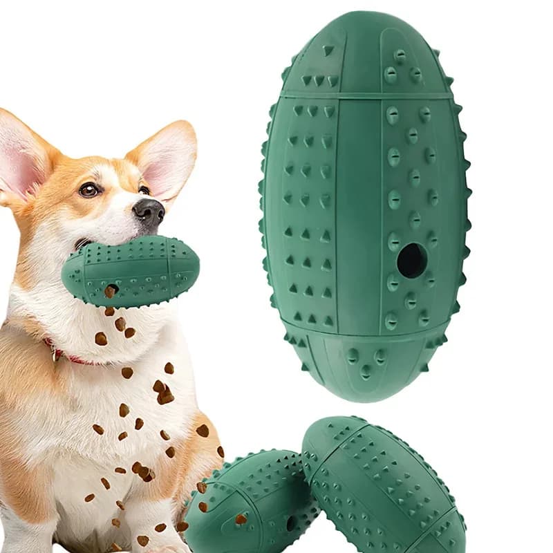Christmas Puzzle Feeder Ball for Dogs Interactive Treat Dispenser Toy Platinum Silicone Bite Proof Ridge Slow Feeder with