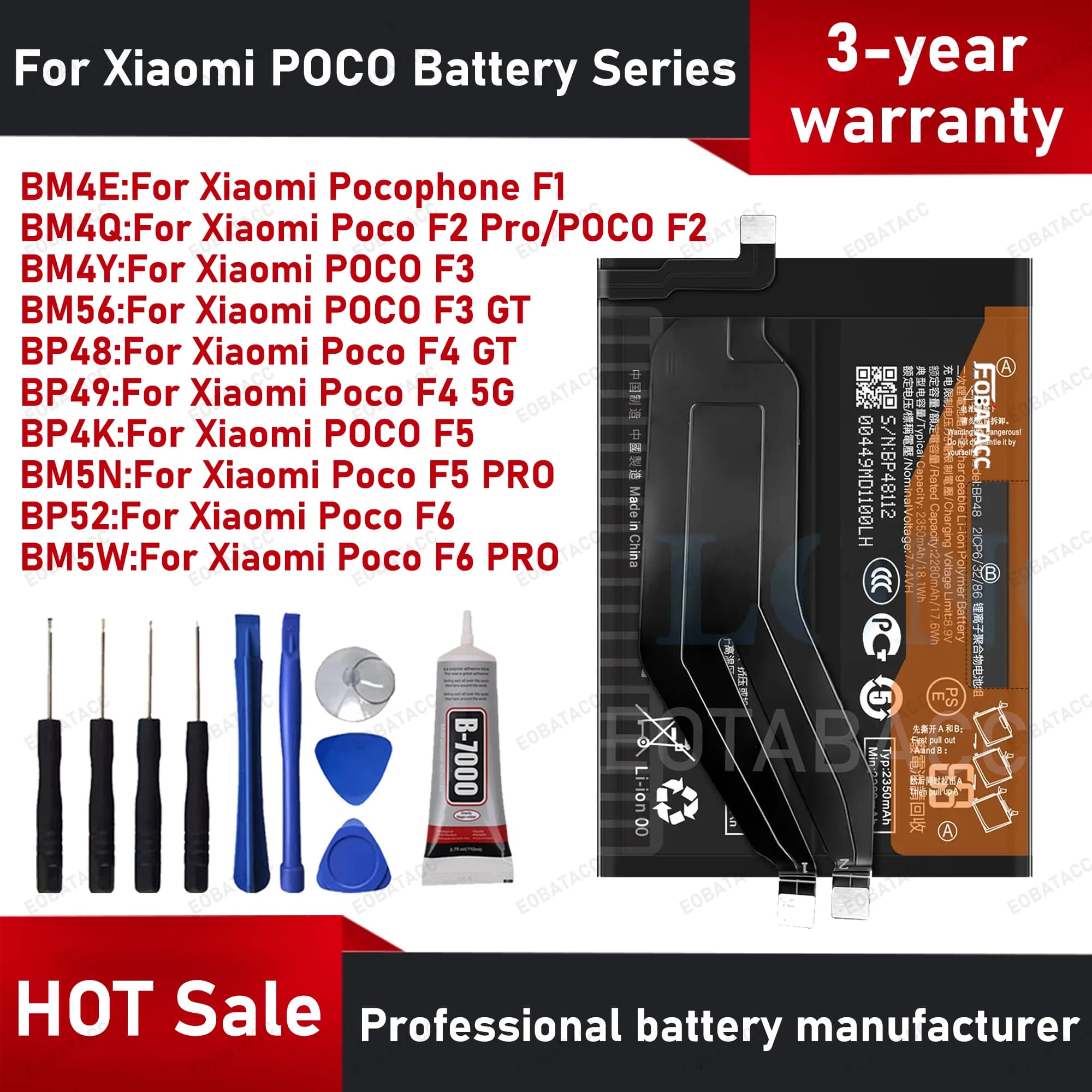 2026 Years New BP4K For Xiaomi Poco F1/F2/F3/F5 PRO/F4 GT/F4 5G/F6 PRO/Poco F5 BP4K BP48 BM5N BM5W Battery Batería+ Free Tools