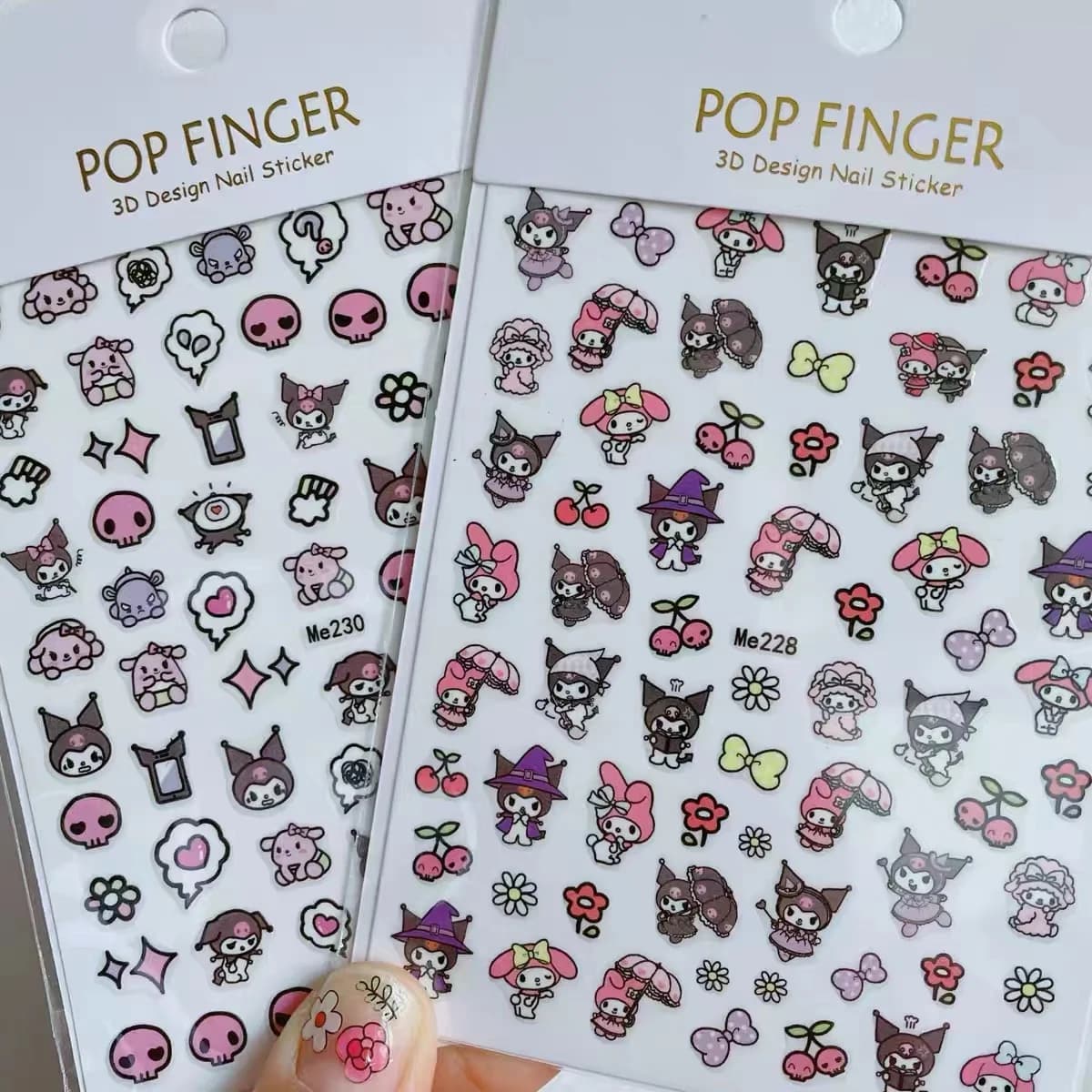 1PCS New Sanrio Cartoon Kuromi Nail Stickers My Melody Nail Supplies Nail Decals Pompompurin Stickers For Nails Press On Nails