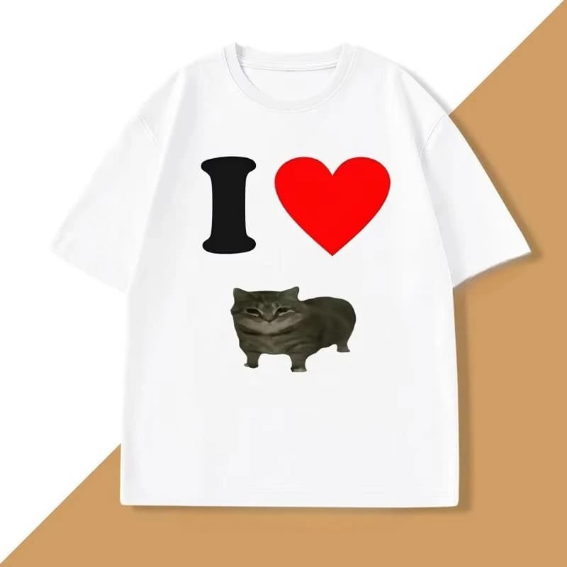 I Love Oiiaoiia Cat Meme T-Shirt Men Women Funny T Shirts Parody Tees Tiktok Tshirt Funny Streetwear Tops Oversized Loose Tops