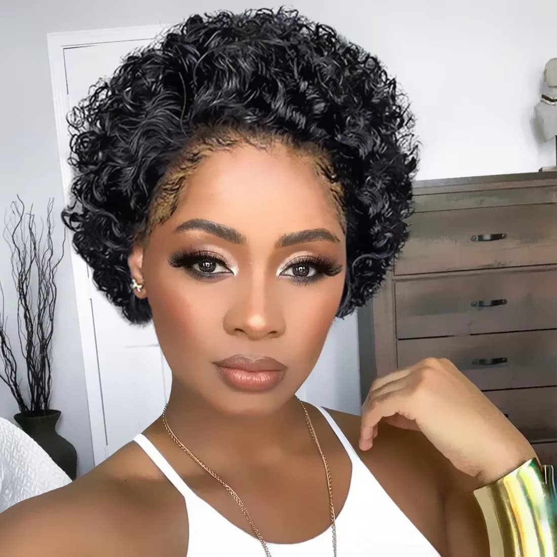 Cheap price human hair natural Color curly 13x1 lace Wig for Women