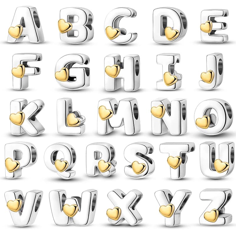 Fit Qikaola 925 Original Bracelets Love 26 English Letters Series Silvering Charms Beads For DIY Birthday Jewelry Making