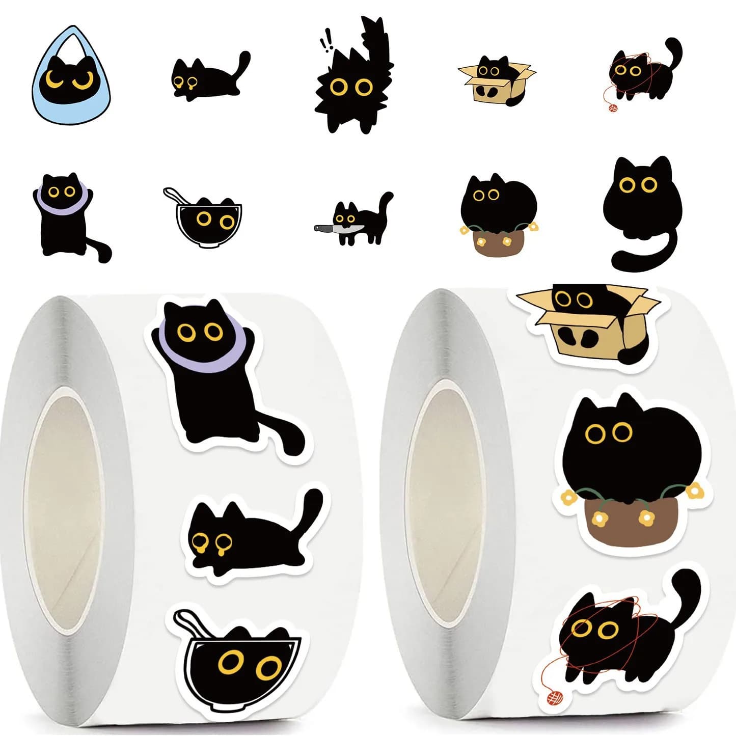 2026 Black Cat Sticker Collection 100-500pcs for Phone Case Guitar Notebook Scrapbook Halloween Decorative Stationery Supplies