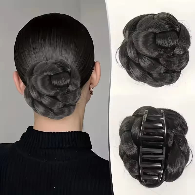 Women's Synthetic Grab Clip Hair Braided Bun Wig Chignon Hair Accessories