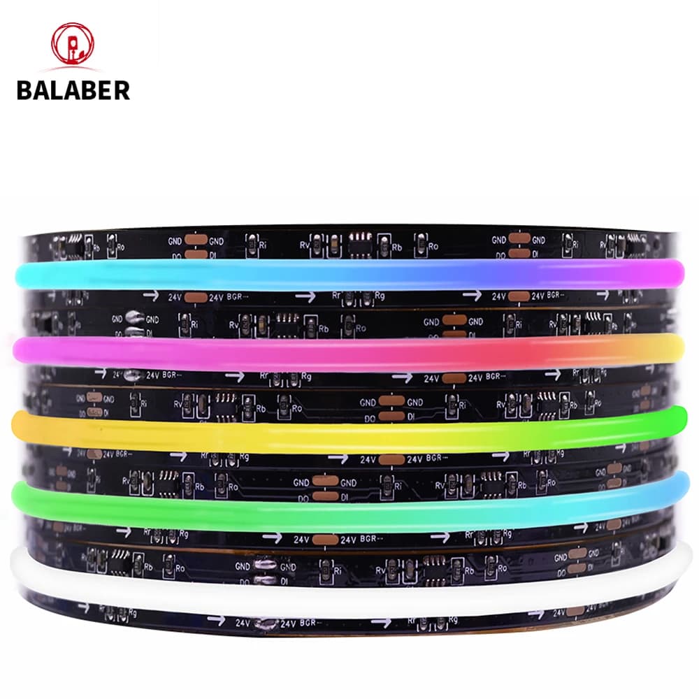 FOB COB light strip, SPI addressable WS2811, dreamy colors, 360/480/576/720 LEDs, low-voltage 5V/12V/24V RGB  LED light strip