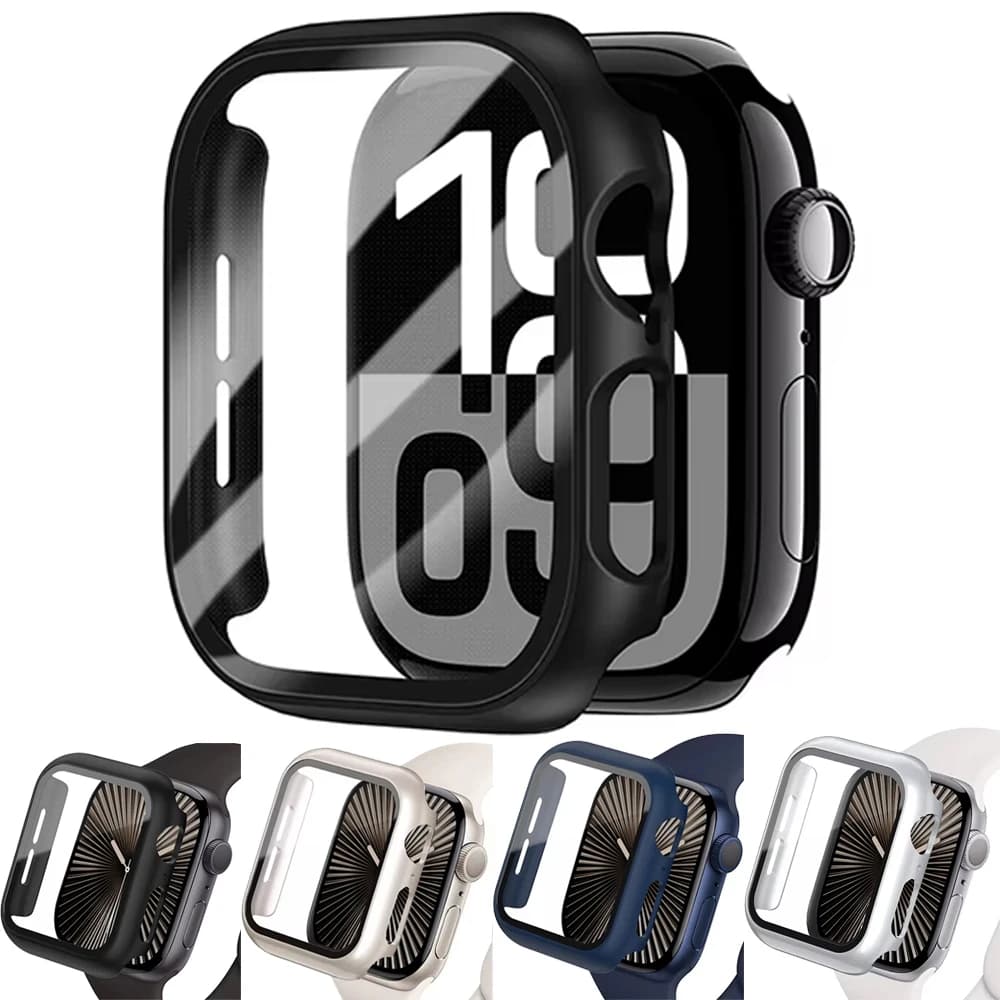 Tempered Glass+Case For Apple Watch 11 10 46mm 42mm Ultra 3 49mm Screen Protector Cover iWatch 9 8 7 6 5 SE 45mm 41mm 44mm Shell