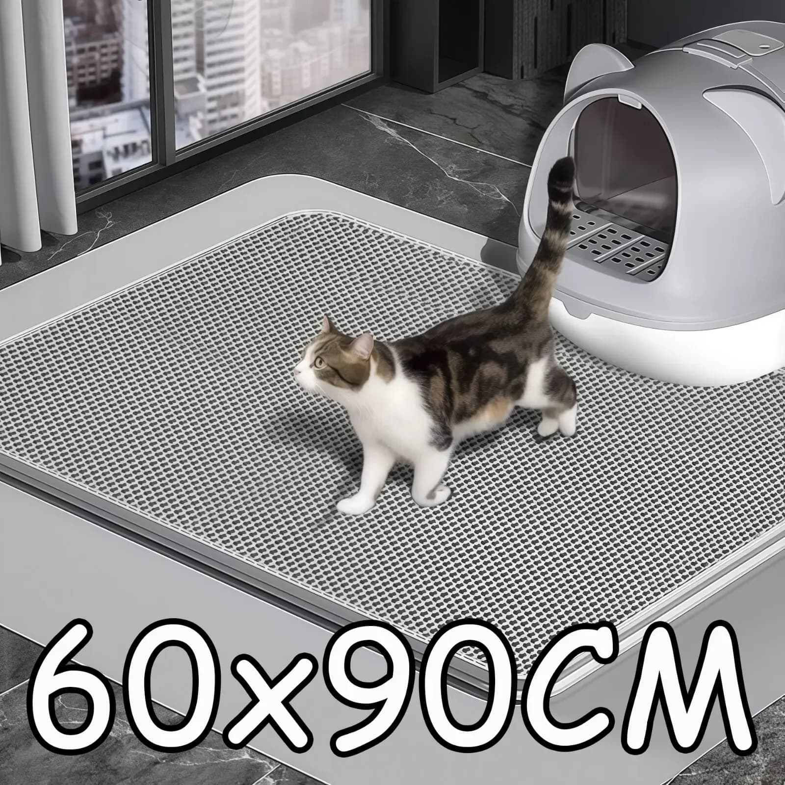 90CMX60CM Cat Litter Mat Waterproof Double Layer Pet Litter Box Mat Pet Toilet Cat Mat Nonslip Sand Cat Washable Mat Pet Clean