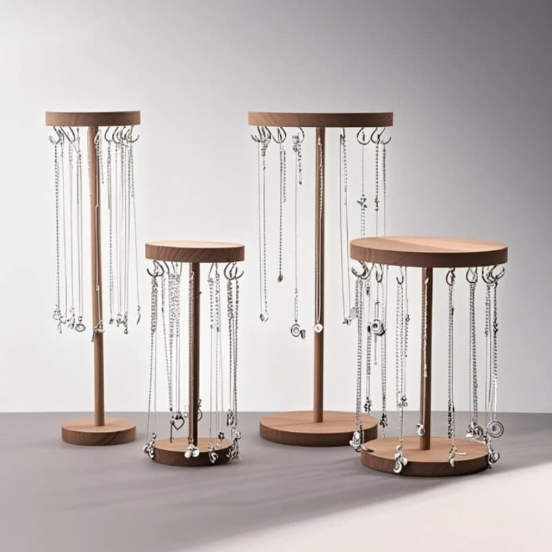 Jewelry Organizer Display Stand - Necklace Hanger Holder Vertical Earrings Shelf round Bangle Storage Rack for Home Organization