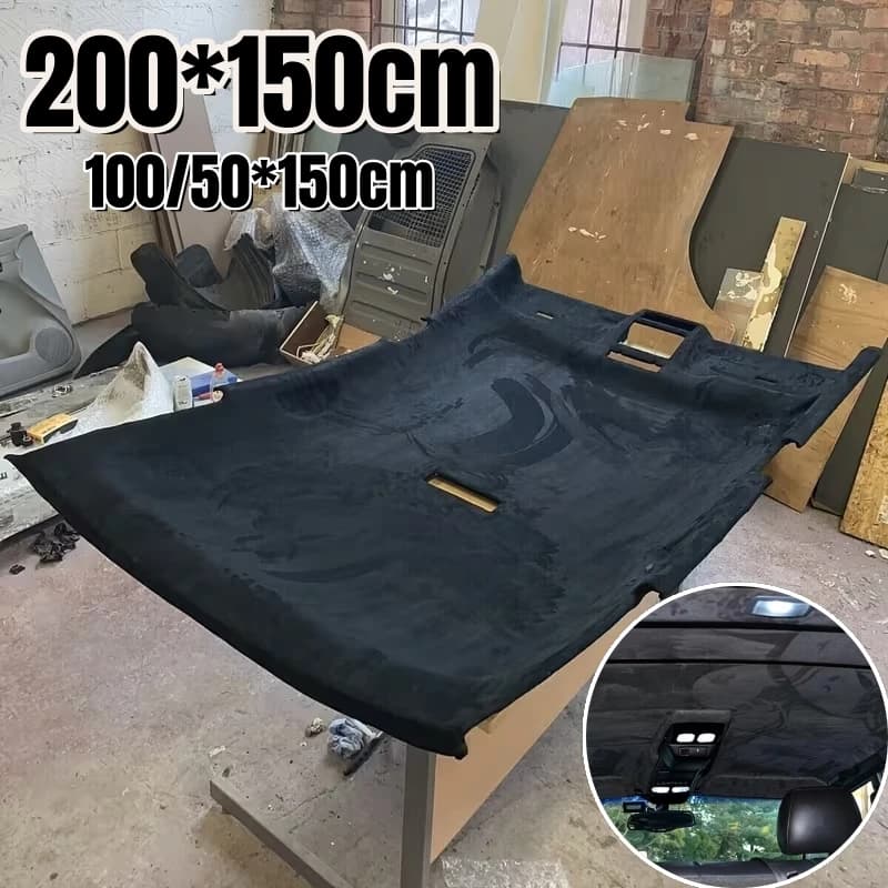 Max 200x150cm Suede Roof Lining Headliner Fabric Foam Material for Car Interior Upholstery Repair Ceiling Sky Fabrics Cloth DIY