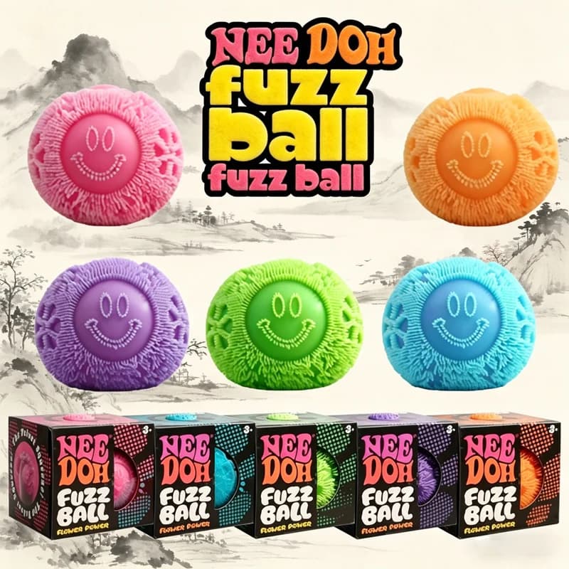 2026 new model Needoh Fuzz Ball Squishy  Random Color Soft Stress Relief Toy Cute Relaxing Squeeze Sensory Toy festival gifts