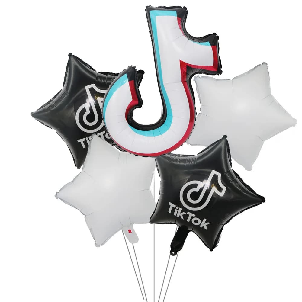 Birthday Theme Party Decoration Balloon Set 12 Inch 2.8g Latex Balloons Tik Tok Style Aluminum Foil round Shape Non-Logo