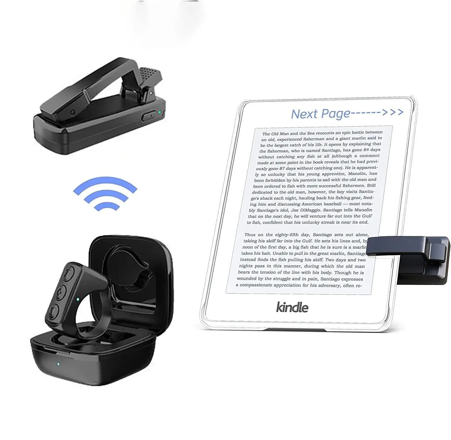Ebook Auto Page Turner Kindle Remote Control Paperwhite Oasis, Bluetooth E-Reader Controller, TikTok Ring, Camera Shutter