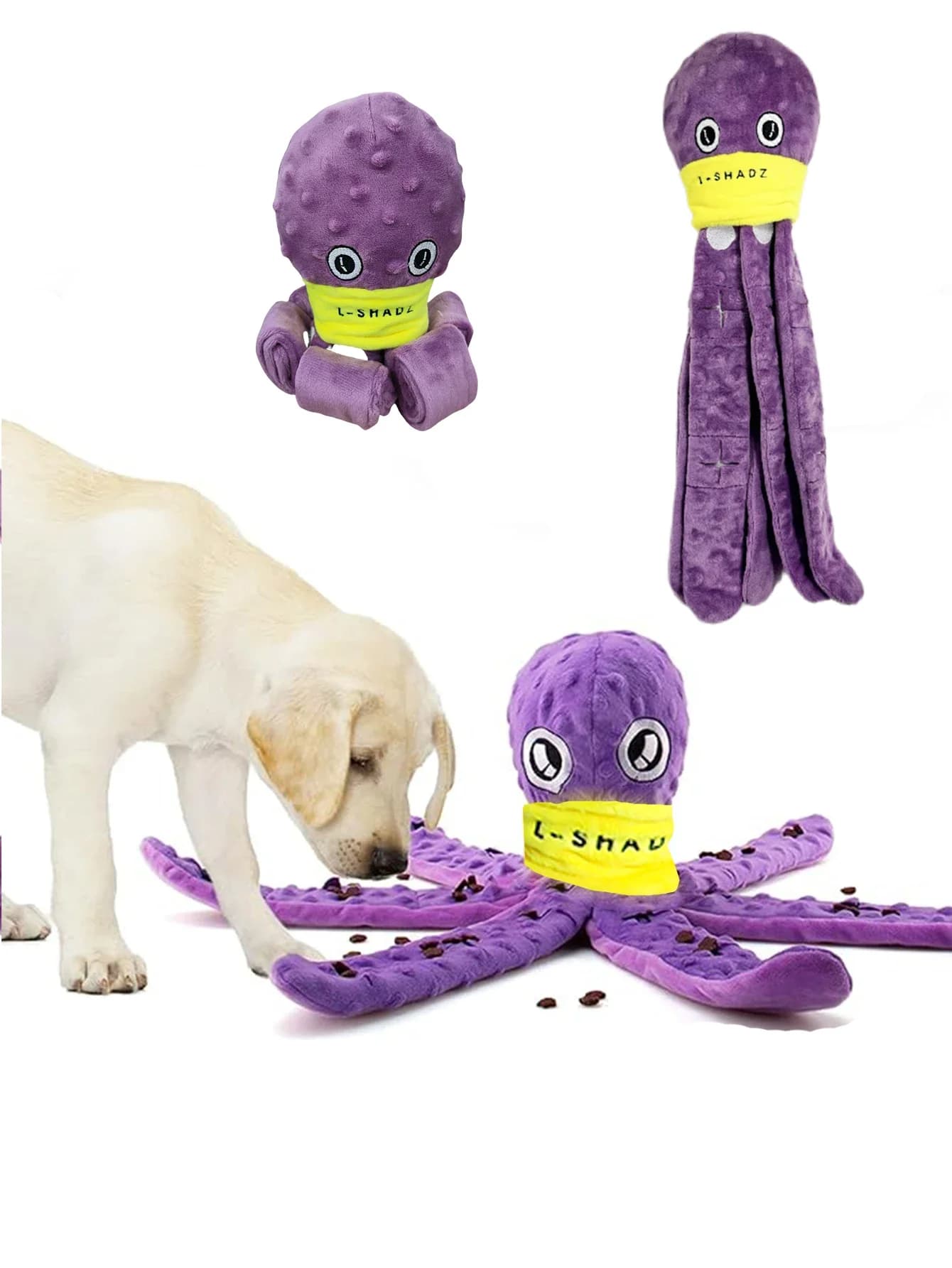 Plush Dog Snuffle Toy Octopus Puzzle Interactive Chew Toy Slow Feeding Game for Puppies